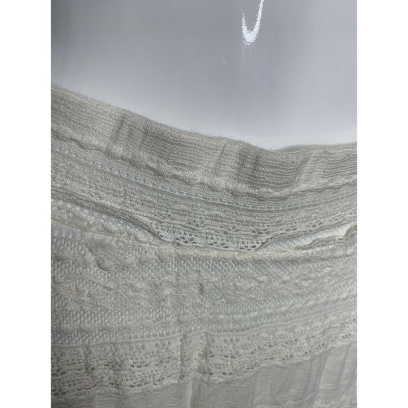 Chico's 0 Women's Small Ivory Pull-On Maxi Skirt Crochet Lace Trim Boho … - Picture 2 of 6